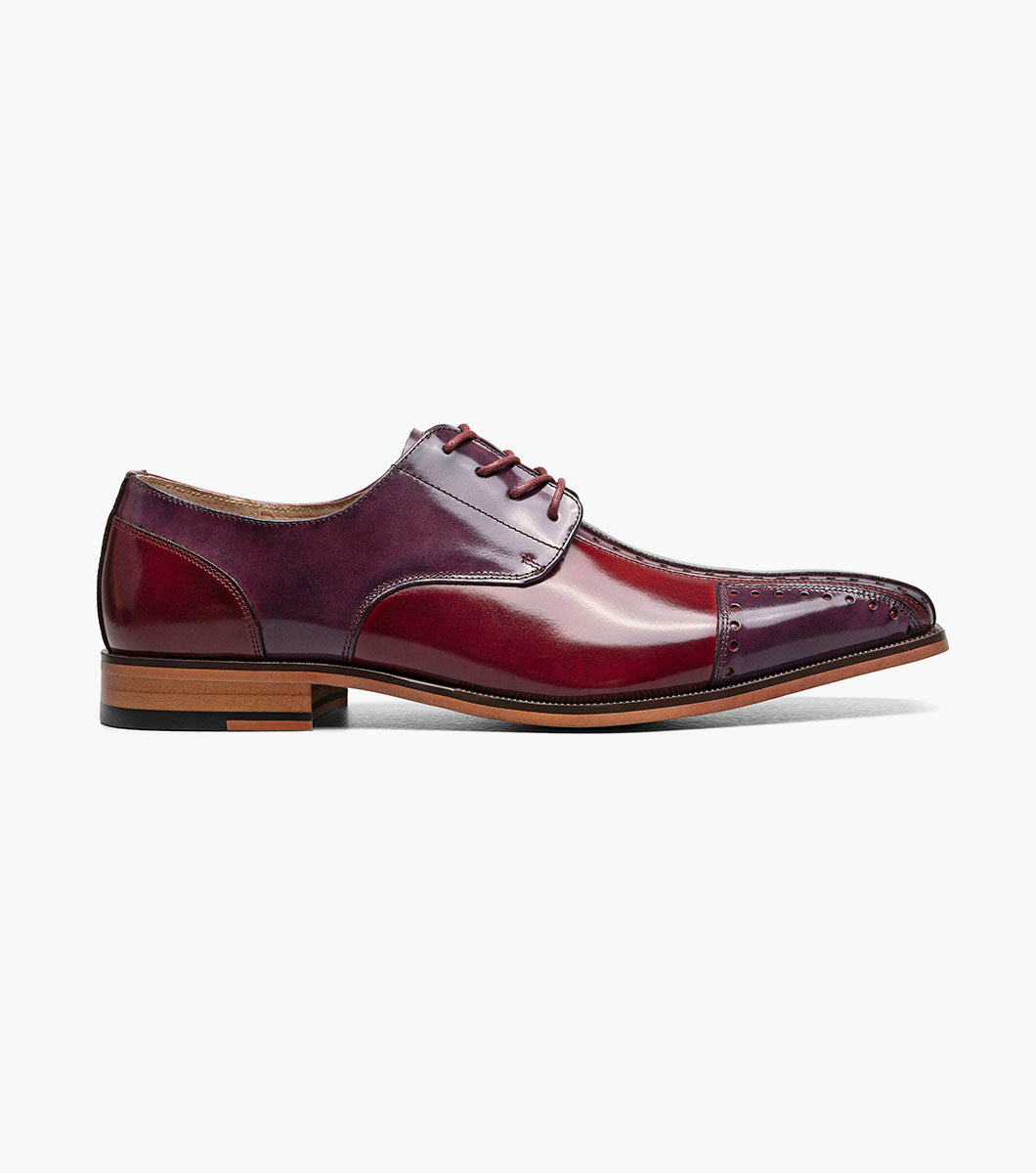 Stacy Adams Palmento Modified Cap Toe Oxford Men’s Dress Shoes - Burgundy Multi