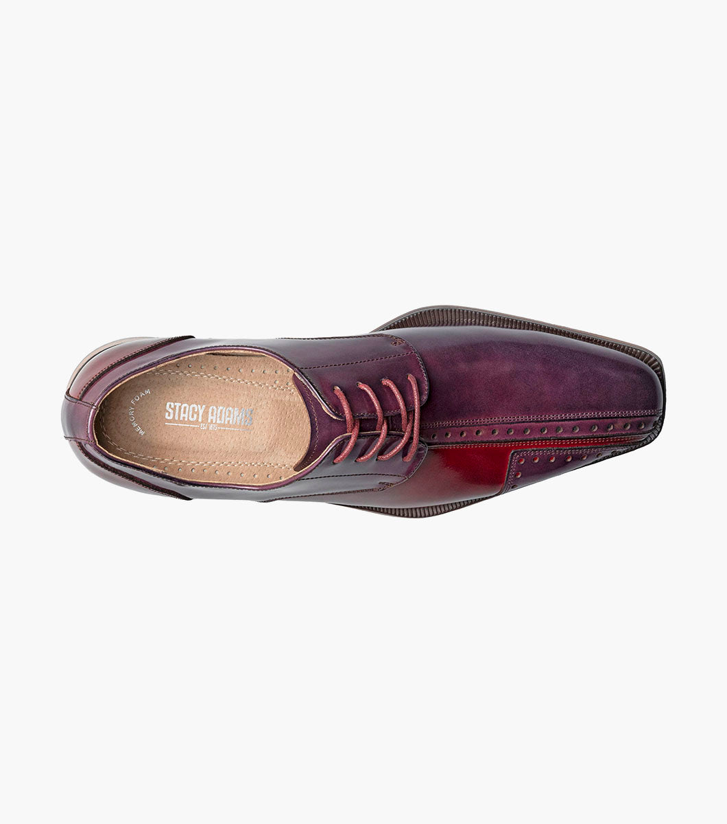 Stacy Adams Palmento Modified Cap Toe Oxford Men’s Dress Shoes - Burgundy Multi