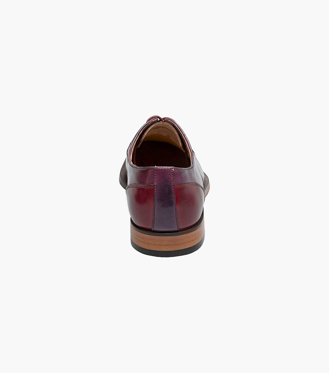 Stacy Adams Palmento Modified Cap Toe Oxford Men’s Dress Shoes - Burgundy Multi