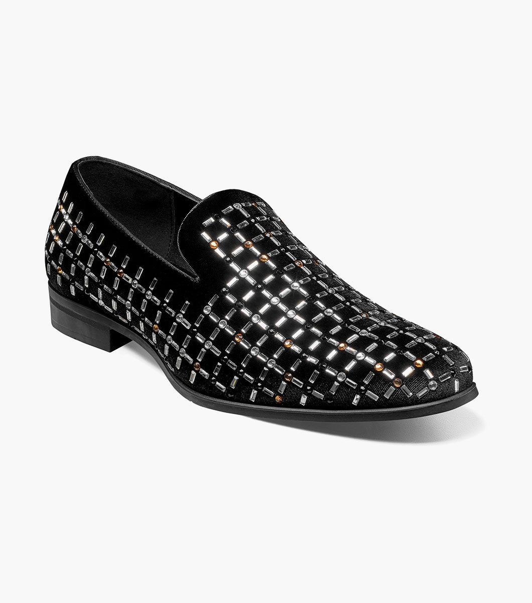 Stacy Adams Stallford Rhinestone Slip On Men’s Dress Shoes - Black Multi