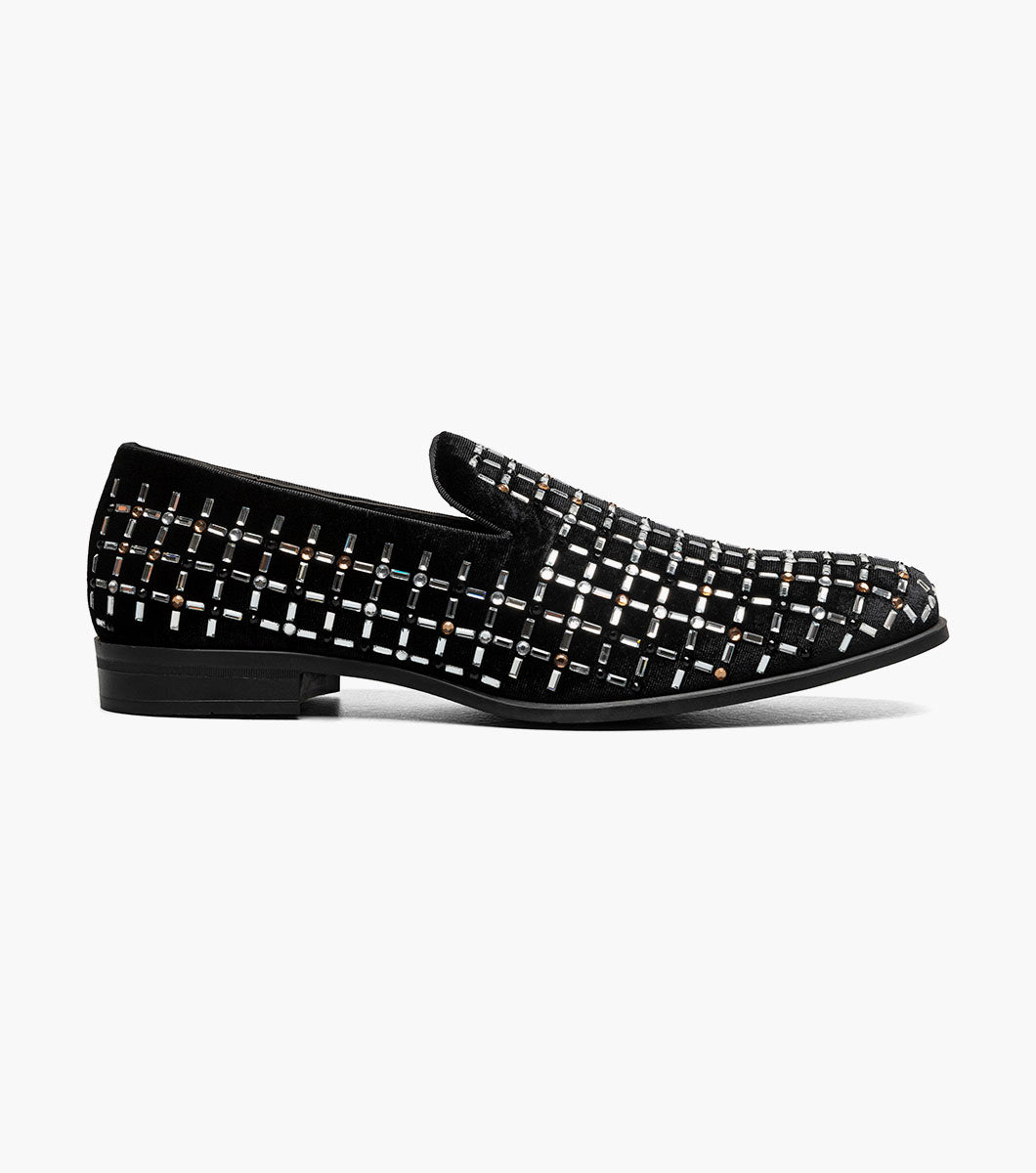 Stacy Adams Stallford Rhinestone Slip On Men’s Dress Shoes - Black Multi