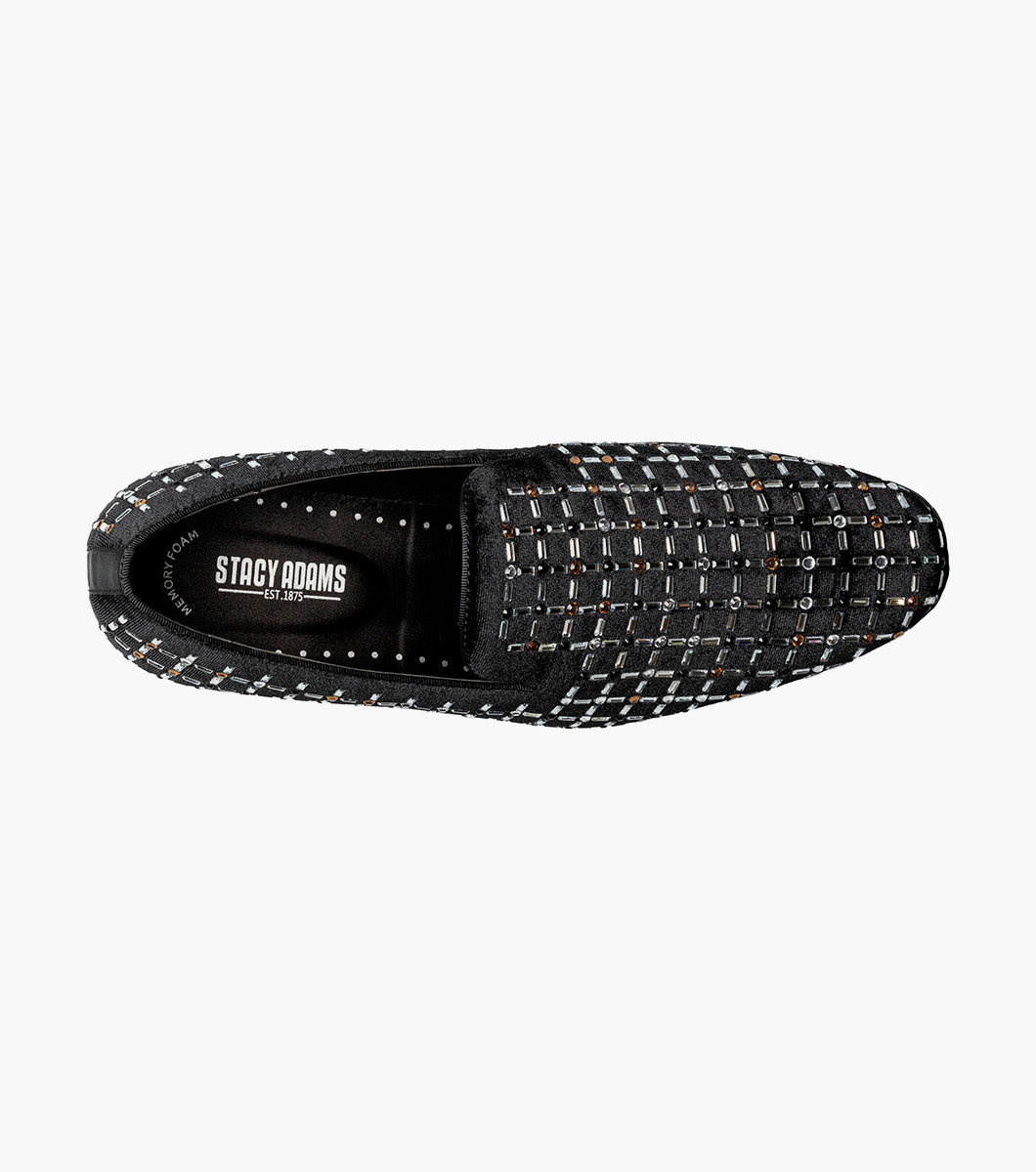 Stacy Adams Stallford Rhinestone Slip On Men’s Dress Shoes - Black Multi