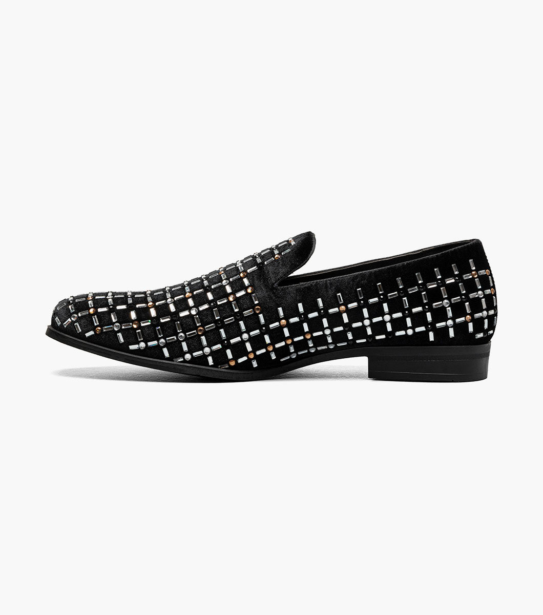 Stacy Adams Stallford Rhinestone Slip On Men’s Dress Shoes - Black Multi