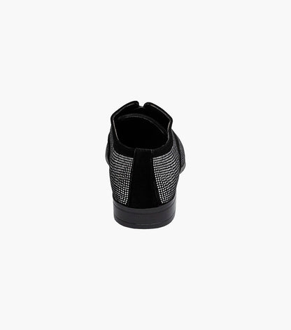 Stacy Adams Starleigh Rhinestone Plain Toe Slip On Men’s Dress Shoes - Black and Silver