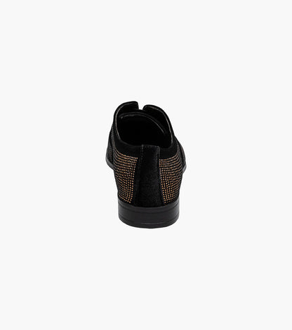 Stacy Adams Starleigh Rhinestone Plain Toe Slip On Men’s Dress Shoes - Black and Gold