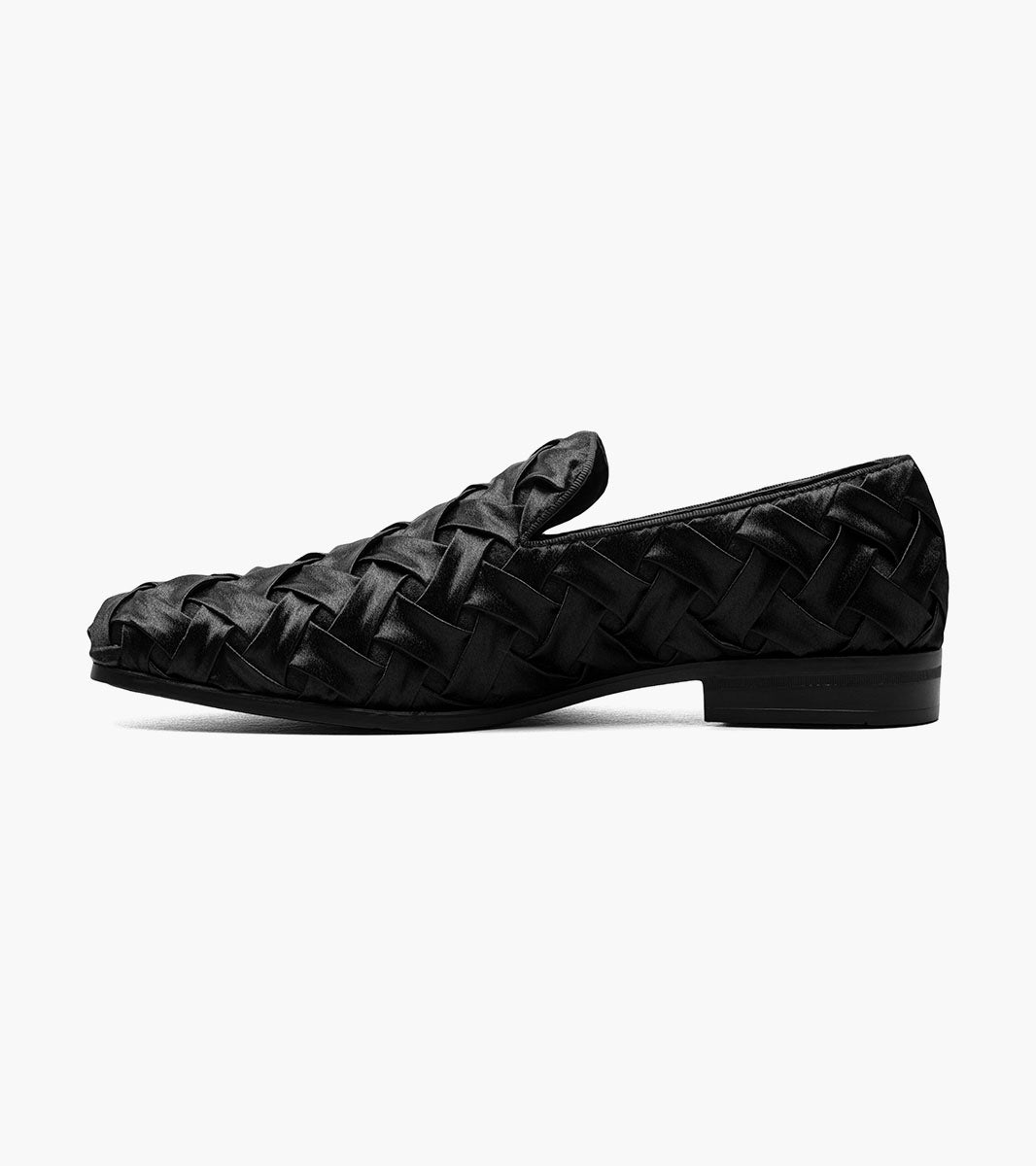 Stacy Adams Savoir Plain Toe Satin Slip On Men’s Dress Shoes - Black