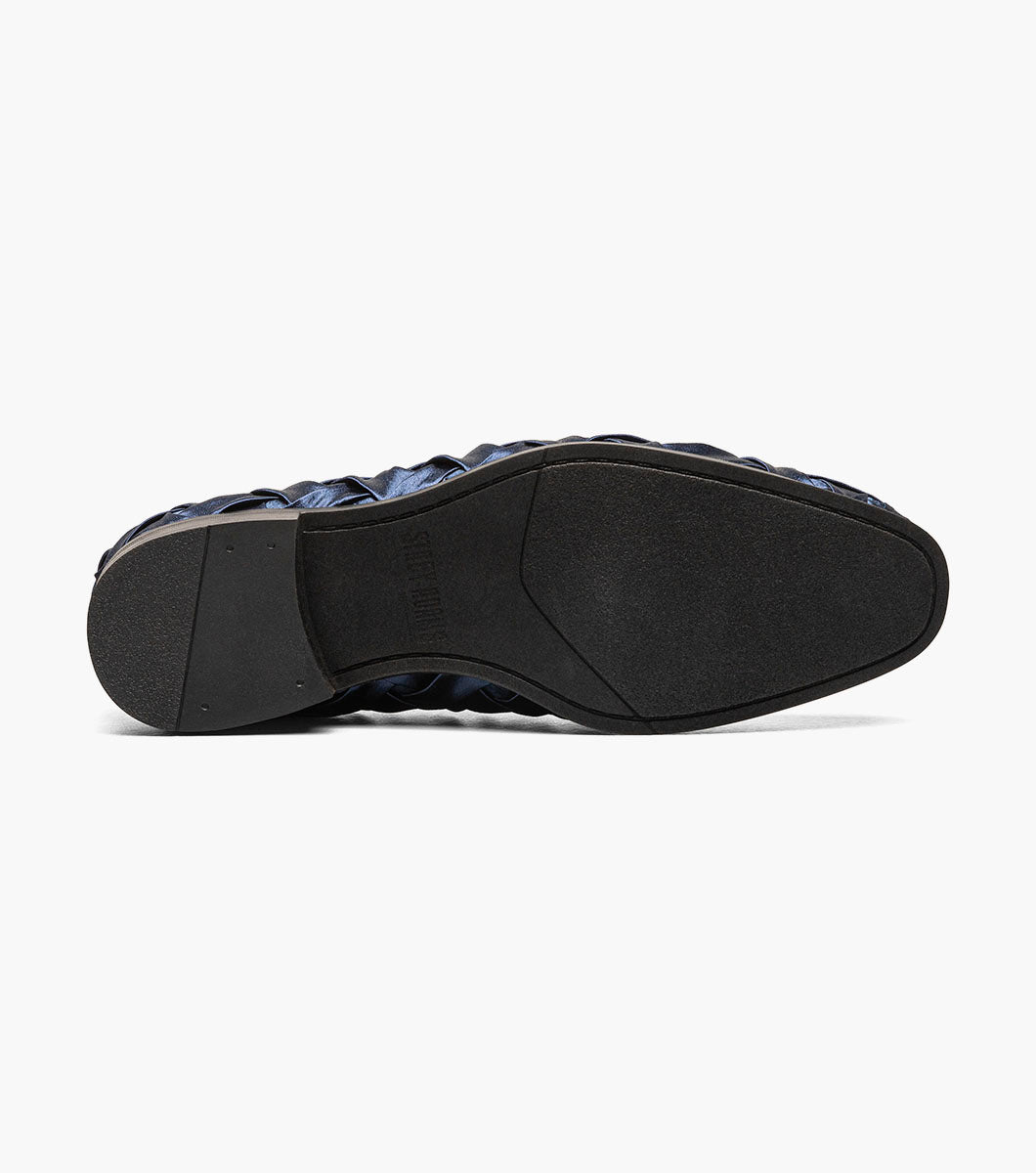 Stacy Adams Savoir Plain Toe Satin Slip On Men’s Dress Shoes - Navy
