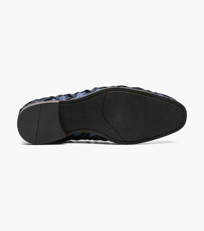Stacy Adams Savoir Plain Toe Satin Slip On Men’s Dress Shoes - Navy