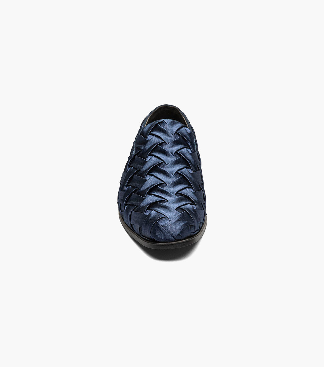 Stacy Adams Savoir Plain Toe Satin Slip On Men’s Dress Shoes - Navy