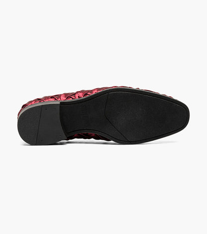 Stacy Adams Savoir Plain Toe Satin Slip On Men’s Dress Shoes - Burgundy