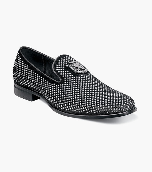 Stacy Adams Swagger Studded Slip On Men’s Dress Shoes - Black and Silver