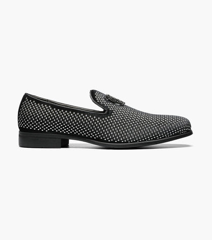 Stacy Adams Swagger Studded Slip On Men’s Dress Shoes - Black and Silver