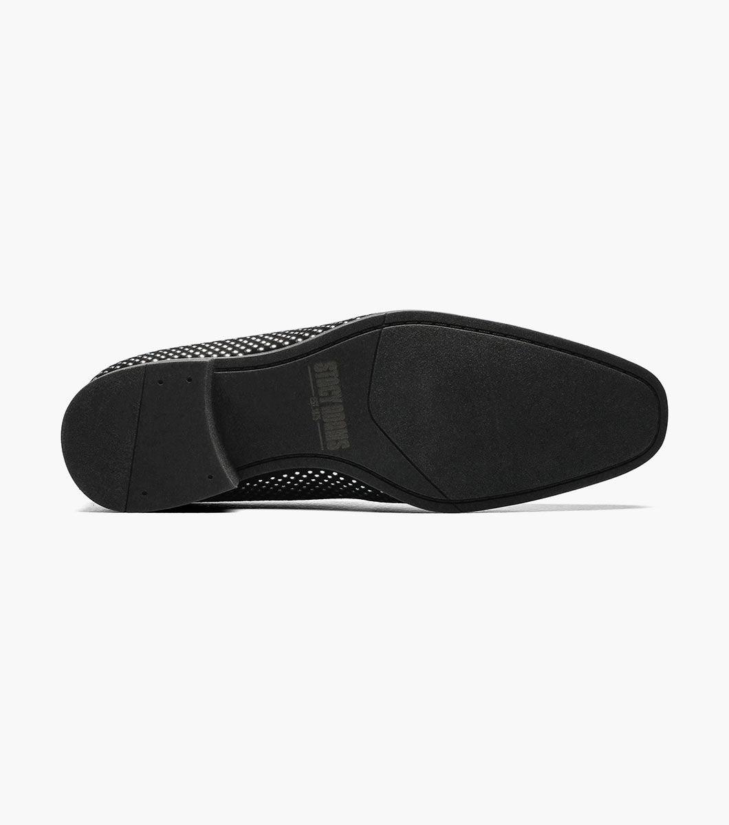 Stacy Adams Swagger Studded Slip On Men’s Dress Shoes - Black and Silver