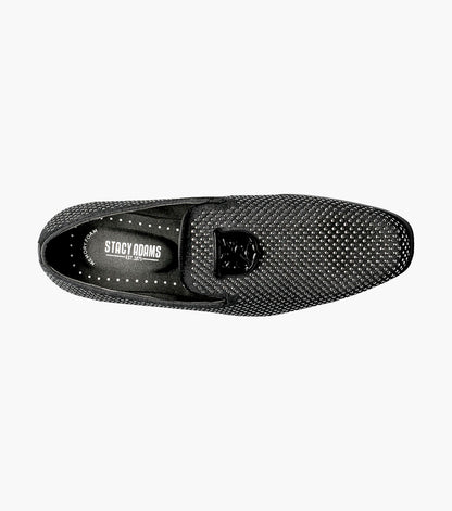 Stacy Adams Swagger Studded Slip On Men’s Dress Shoes - Black and Silver