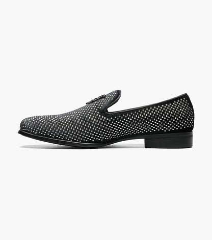 Stacy Adams Swagger Studded Slip On Men’s Dress Shoes - Black and Silver