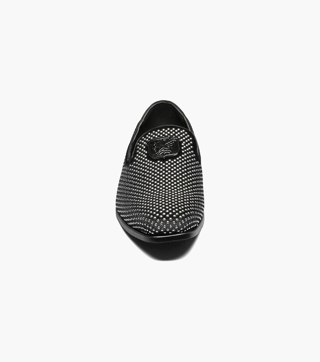 Stacy Adams Swagger Studded Slip On Men’s Dress Shoes - Black and Silver