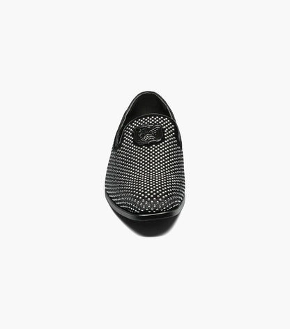 Stacy Adams Swagger Studded Slip On Men’s Dress Shoes - Black and Silver