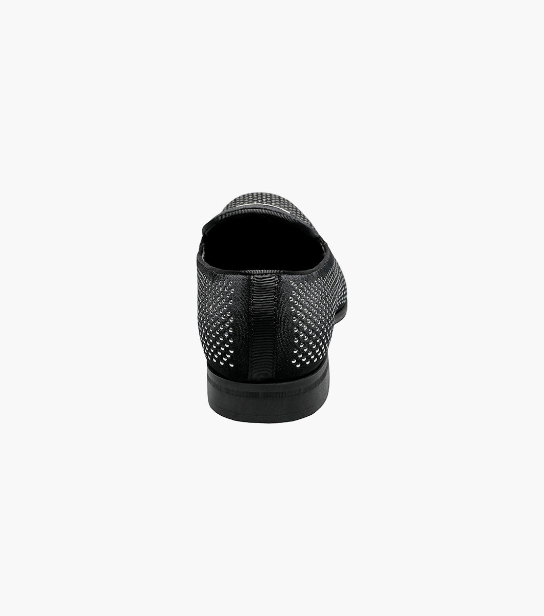 Stacy Adams Swagger Studded Slip On Men’s Dress Shoes - Black and Silver