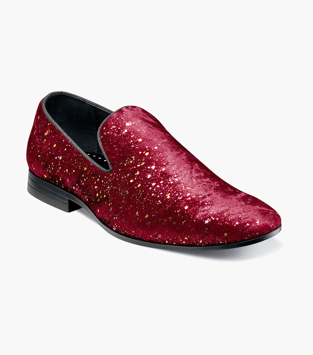 Stacy Adams Stellar Plain Toe Glitter Slip On Men’s Dress Shoes - Burgundy