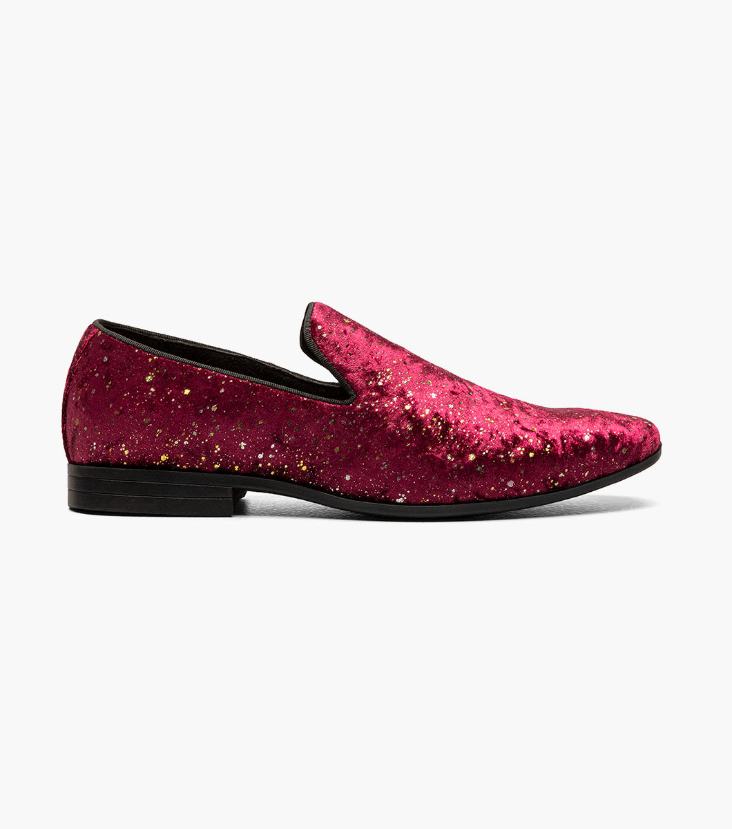 Stacy Adams Stellar Plain Toe Glitter Slip On Men’s Dress Shoes - Burgundy