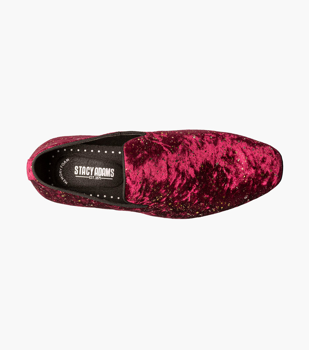 Stacy Adams Stellar Plain Toe Glitter Slip On Men’s Dress Shoes - Burgundy