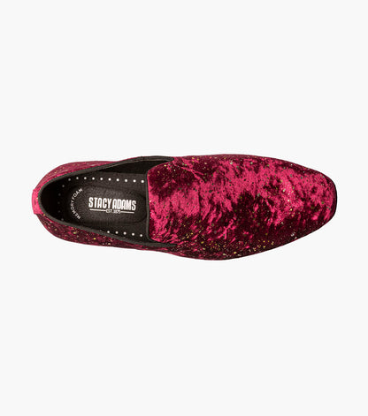 Stacy Adams Stellar Plain Toe Glitter Slip On Men’s Dress Shoes - Burgundy