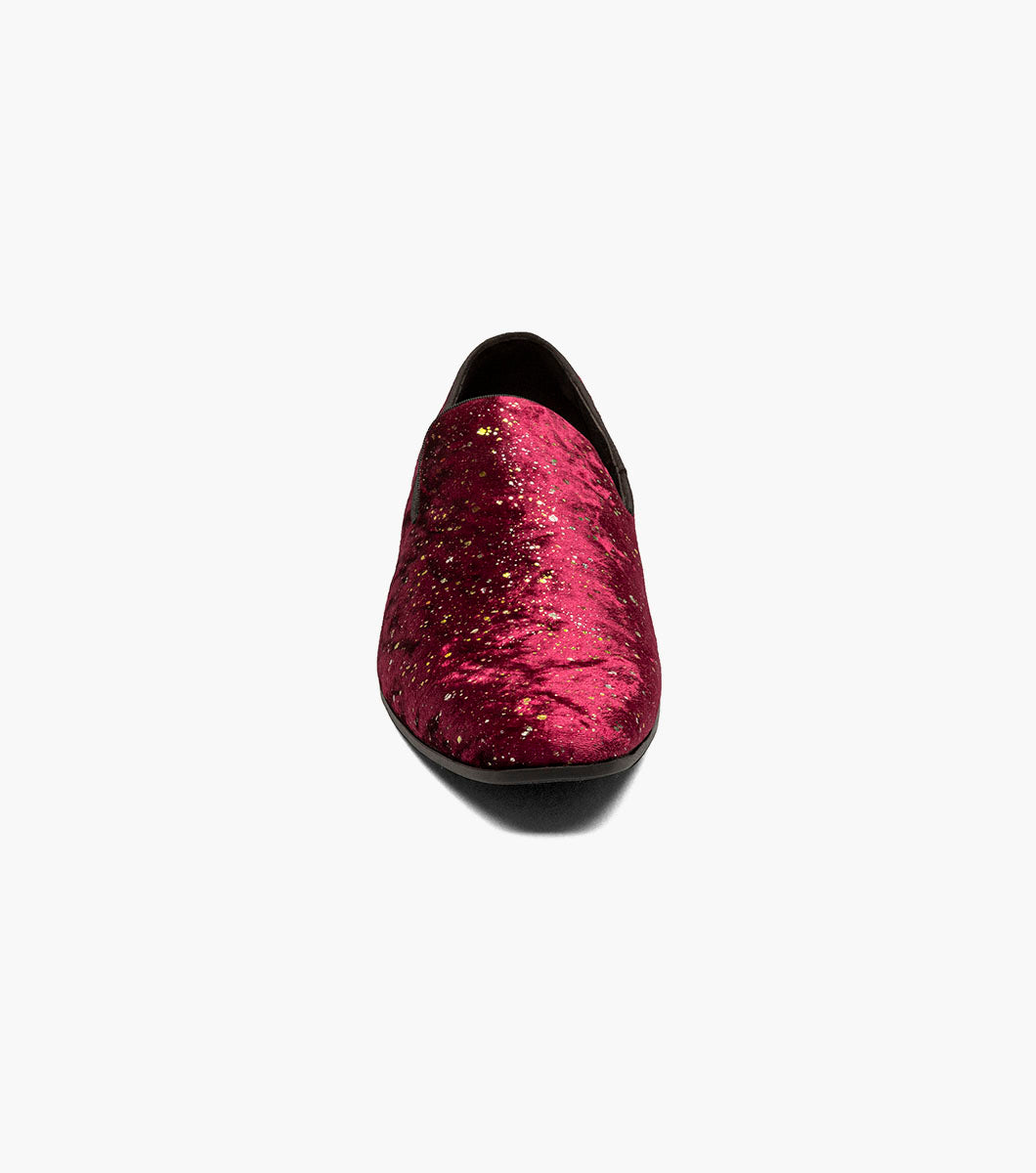 Stacy Adams Stellar Plain Toe Glitter Slip On Men’s Dress Shoes - Burgundy