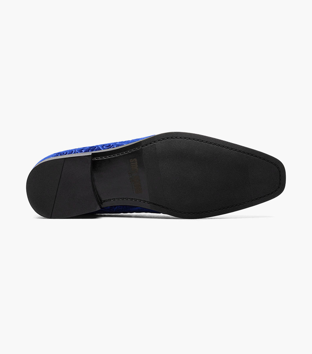 Stacy Adams Saunders Debossed Velour Slip On Men’s Dress Shoes - Royal