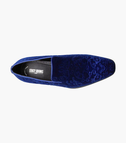 Stacy Adams Saunders Debossed Velour Slip On Men’s Dress Shoes - Royal