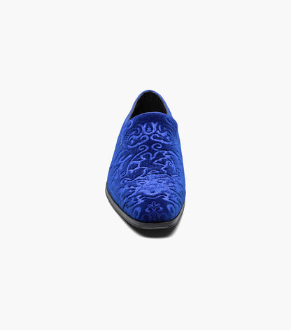 Stacy Adams Saunders Debossed Velour Slip On Men’s Dress Shoes - Royal