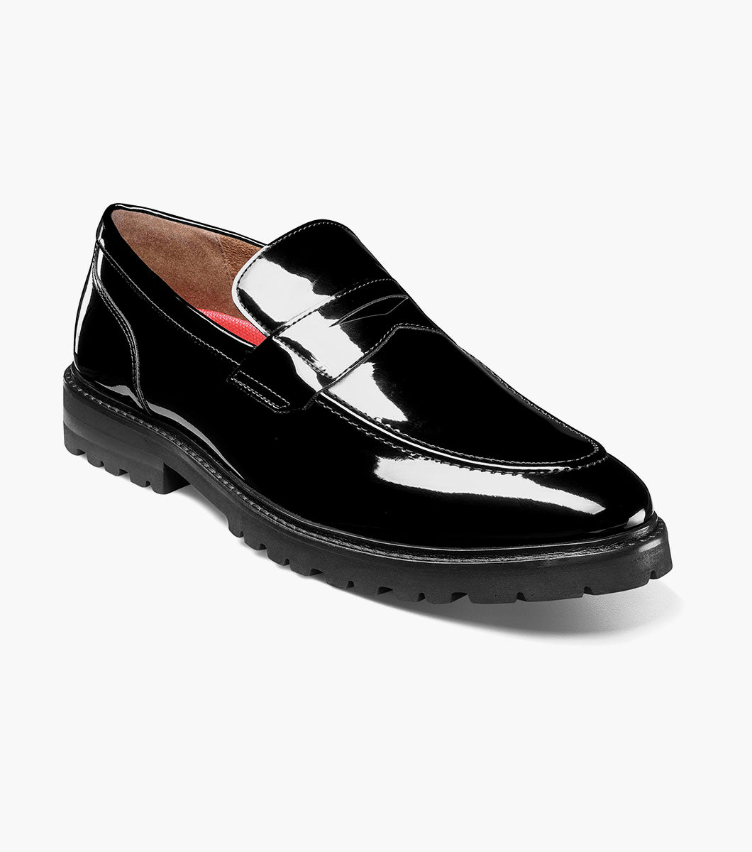 Stacy Adams Hazelton Moc Toe Penny Slip On Clearance Men’s Shoes - Black Patent
