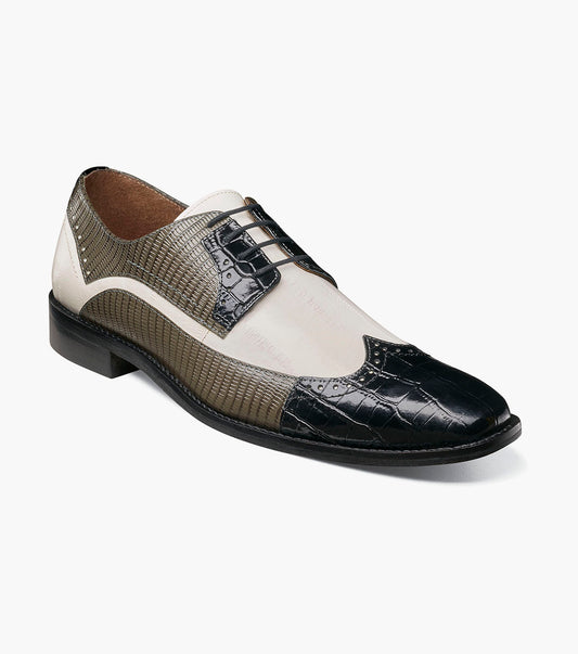 Stacy Adams Gallinari Wingtip Lace Up Clearance Men’s Shoes - Black/Grey