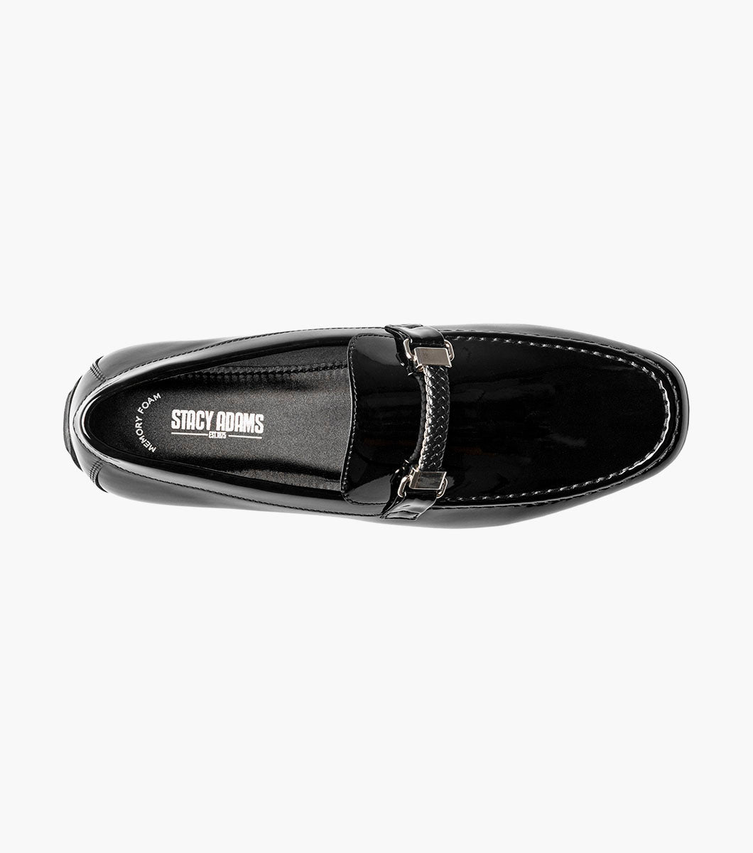 Stacy Adams Sheridan Moc Toe Bit Slip On Men’s Loafers & Slip Ons - Black Patent