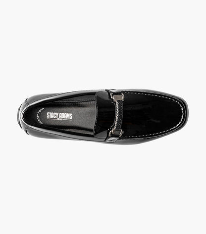 Stacy Adams Sheridan Moc Toe Bit Slip On Men’s Loafers & Slip Ons - Black Patent