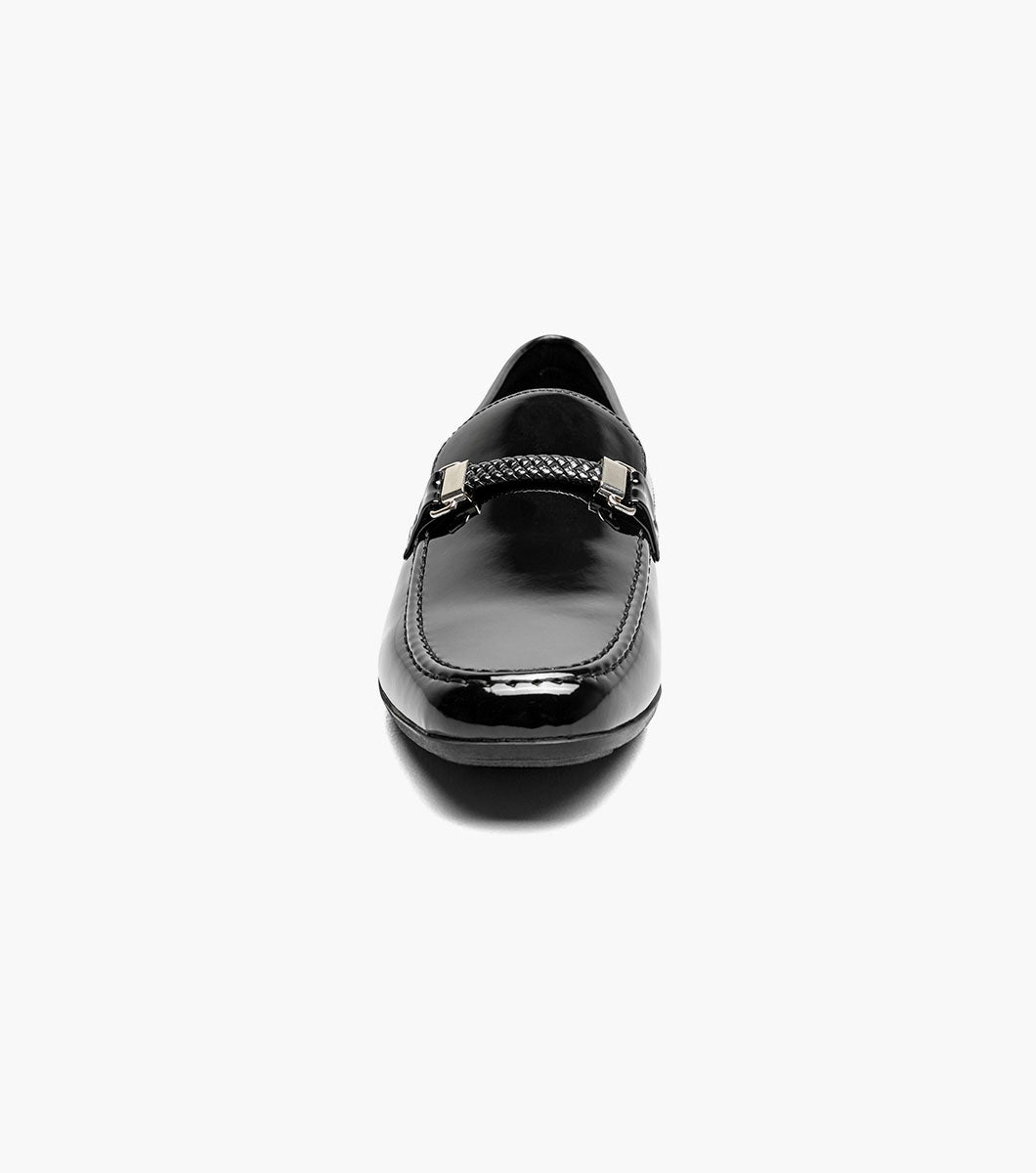 Stacy Adams Sheridan Moc Toe Bit Slip On Men’s Loafers & Slip Ons - Black Patent