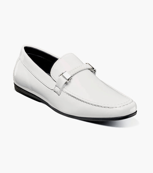 Stacy Adams Sheridan Moc Toe Bit Slip On Men’s Loafers & Slip Ons - White Patent