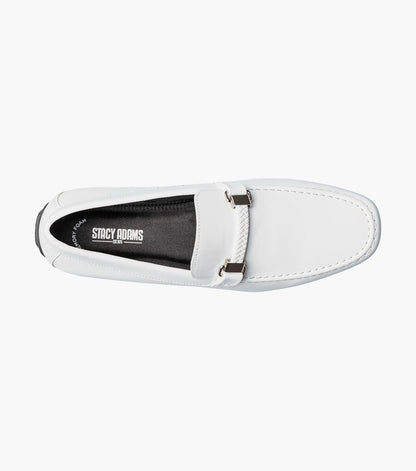 Stacy Adams Sheridan Moc Toe Bit Slip On Men’s Loafers & Slip Ons - White Patent
