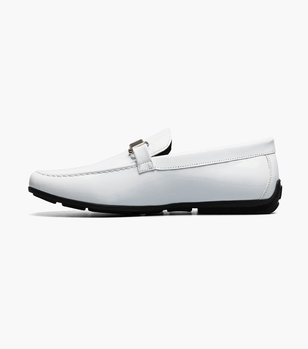 Stacy Adams Sheridan Moc Toe Bit Slip On Men’s Loafers & Slip Ons - White Patent