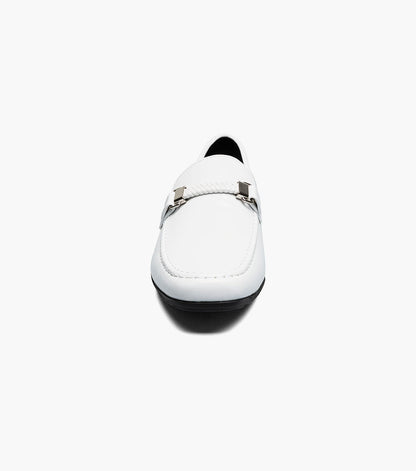 Stacy Adams Sheridan Moc Toe Bit Slip On Men’s Loafers & Slip Ons - White Patent