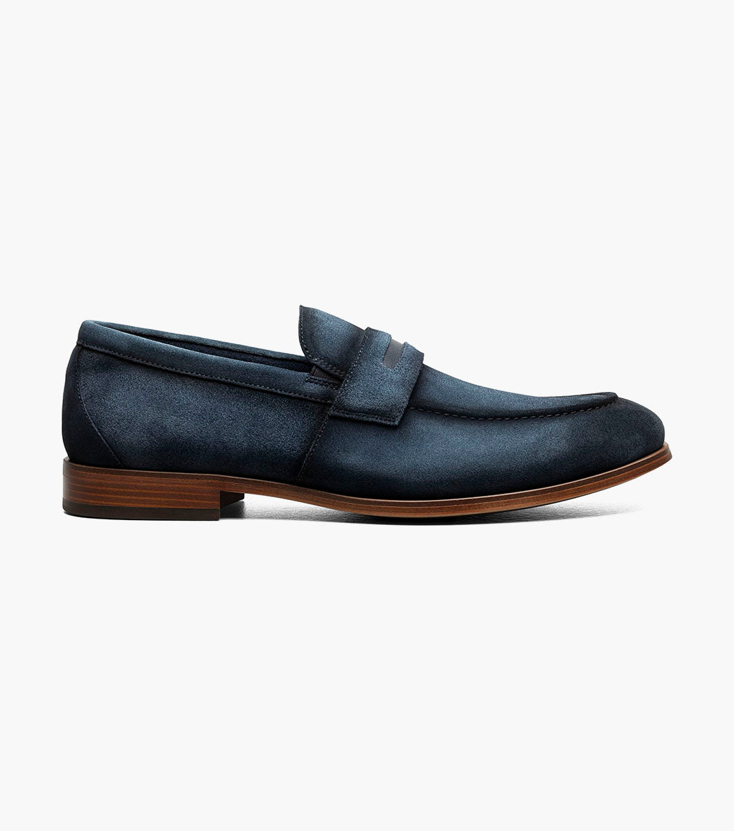 Stacy Adams Burke Moc Toe Saddle Slip On Men’s Dress Shoes - Navy Suede