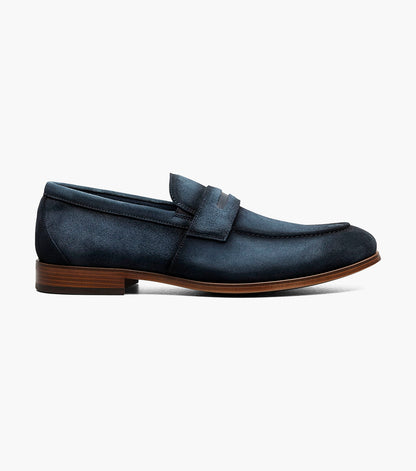 Stacy Adams Burke Moc Toe Saddle Slip On Men’s Dress Shoes - Navy Suede