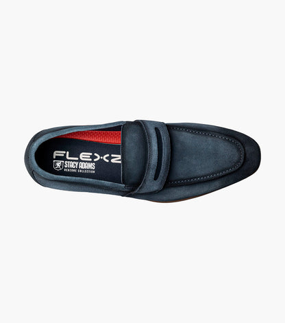 Stacy Adams Burke Moc Toe Saddle Slip On Men’s Dress Shoes - Navy Suede