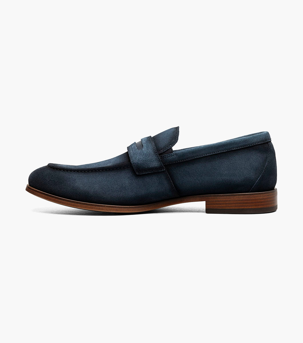 Stacy Adams Burke Moc Toe Saddle Slip On Men’s Dress Shoes - Navy Suede
