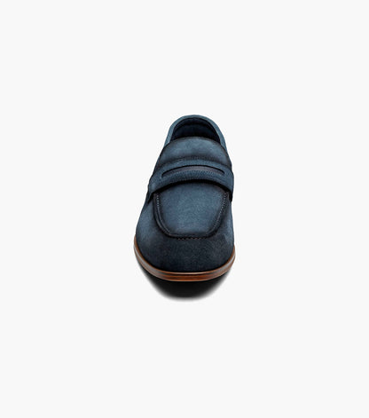 Stacy Adams Burke Moc Toe Saddle Slip On Men’s Dress Shoes - Navy Suede