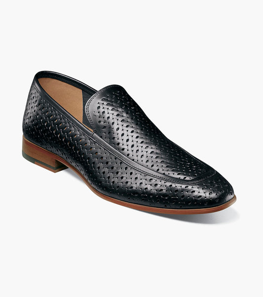 Stacy Adams Winden Moc Toe Perf Slip On Men’s Dress Shoes - Black