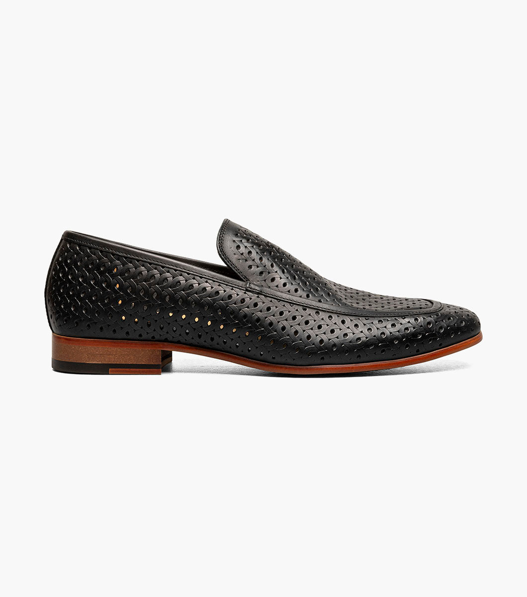 Stacy Adams Winden Moc Toe Perf Slip On Men’s Dress Shoes - Black