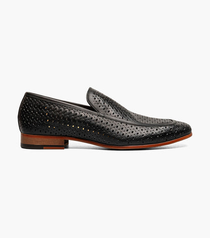 Stacy Adams Winden Moc Toe Perf Slip On Men’s Dress Shoes - Black