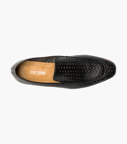 Stacy Adams Winden Moc Toe Perf Slip On Men’s Dress Shoes - Black
