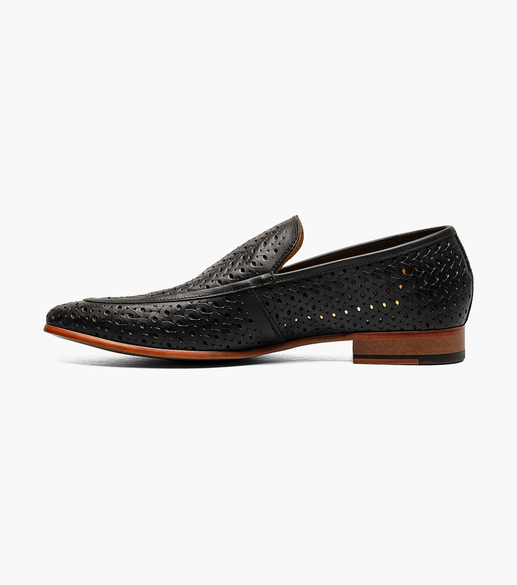 Stacy Adams Winden Moc Toe Perf Slip On Men’s Dress Shoes - Black