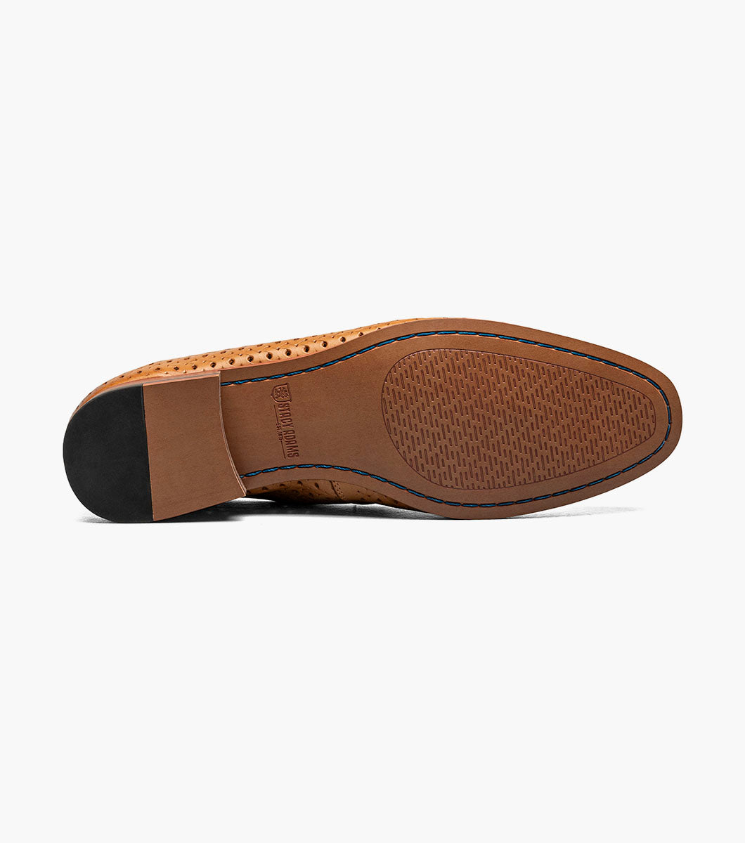 Stacy Adams Winden Moc Toe Perf Slip On Men’s Dress Shoes - Natural